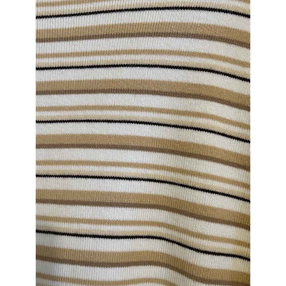 Liz Claiborne Woman Stripe Roundneck‎ Long Sleeve Top in Tan & White Sz 1X - Picture 2 of 5